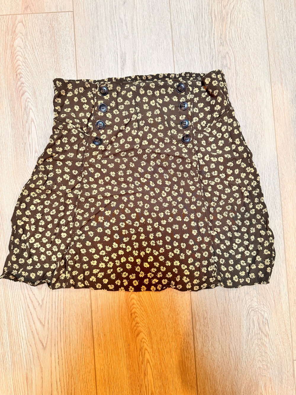 Madewell Brown Mini Skirt with Yellow Floral Print